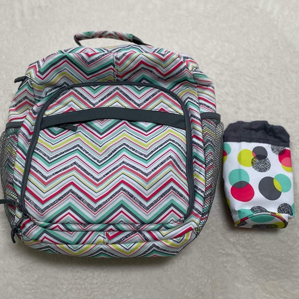 Thirty-One Sling Bag Party Punch Print with Insulated Bottle Koozie